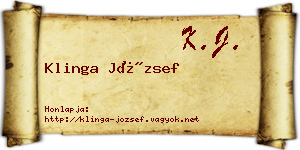 Klinga József névjegykártya